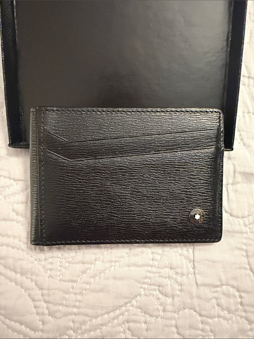 Montblanc Black Leather Card & Key Holder with Signature Emblem